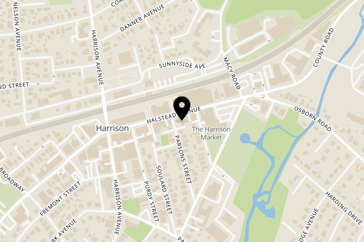 Map showing the location of Fat Stu's All-American Burger Harrison on 323 Halstead Ave in Harrison